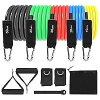 Resistance Bands, Workout Bands for Men and Women with Handles, Door Anchor, Carry Bag and Ankle Straps for Resistance Training, Home Workouts, Physical Therapy