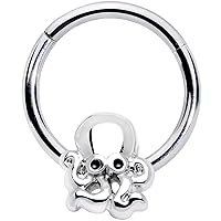 Body Candy 16G 316L Steel Hinged Segment Ring Seamless Cartilage Nipple Ring Nautical Octopus Nose Hoop 3/8