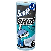 Scott 32896 Shop Towels, Glass, 1-Ply, 8.6-Inch x 11-Inch, Blue, 90 Sheets/Roll, 12 Rolls/Carton