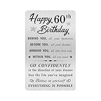 Happy 60th Birthday Card for Men Women, Small Engraved Wallet Card for 60 Year Old Birthday Gifts