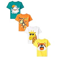The Children's Place Toddler Boys Short Sleeve Multi Color Graphic T-Shirt, 4 Pack