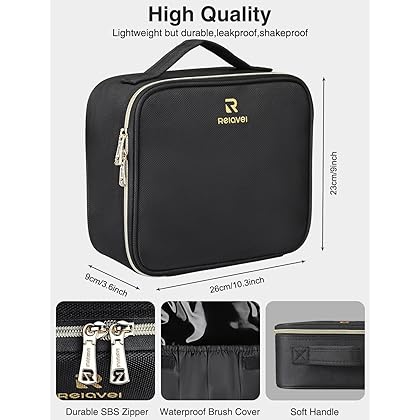 Travel Makeup Case,Chomeiu- Professional Cosmetic Makeup Bag Organizer Makeup Boxes With Compartments Neceser De Maquillaje(Black-M)
