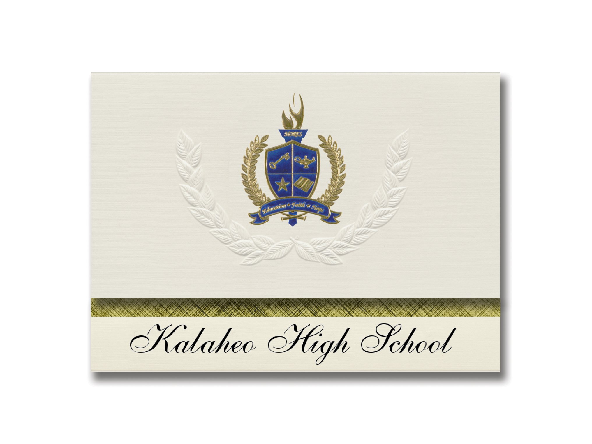 Signature Announcements Kalaheo High School (Kailua, HI) Graduation Announcements, Presidential style, Elite package of 25 with Gold & Blue Metalli...