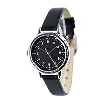 Backwards Ladies Watch Elegant Watch in Black Face and Strap