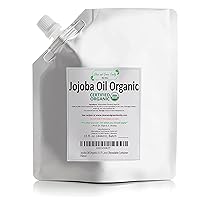 Clean and Green Pure Raw Organic Jojoba Oil -100% Natural Unscented Base Ingredient for DIY Skin Care Products, Face Oil, Carrier Oil, Organic Massage Oil, in Resealable Pouch, 15 oz