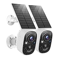 Solar Security Camera Wireless Outdoor (2 Pack), Solar Powered Cameras for Home Security Outside with AI Motion Detection, Color Night Vision, IP66 Weatherproof, 2.4GHz Wi-Fi, Cloud/SD Storage