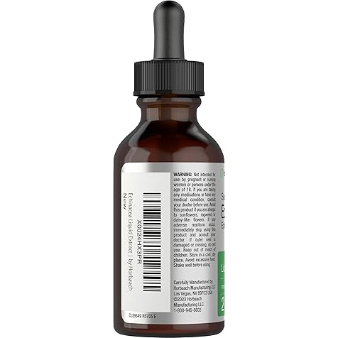 Horbäach Echinacea Drops Liquid Extract | 2 fl oz | Super Concentrated Tincture | Alcohol Free, Vegetarian, Non-GMO, and Gluten Free
