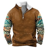Mens Pullover Quarter Zip Lapel Collar Button Up Pullover Mock Neck Sweaters Polo Sweatshirts With Elbow Patches New