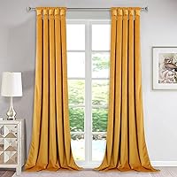 StangH Thick Velvet Curtain Panels - Sunlight Blocking Large Window Drapes with Twist Tab Design for Bedroom/Party/Hotel Hall, Orange Gold, W52 x L96 inches, 2 Panels