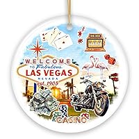 Artistic Las Vegas Collage Art Ceramic Ornament, Travel Souvenir