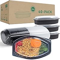 YANGRUI To Go Containers, Shrink Wrap 40 Pack 24oz Leak Proof Reusable Machine Washable Meal Prep Container BPA Free Microwave Freezer Safe Take Out Containers