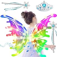 Electric Light Up Butterfly Wings Moving with Music - Girl Toys Princess Toys,3 4 5 6 7 8 Year Old Girl Gifts,Toys for Girls 4-6 5-7 for Christmas Party Gifts Princess Costume Crown Wand Dress Up