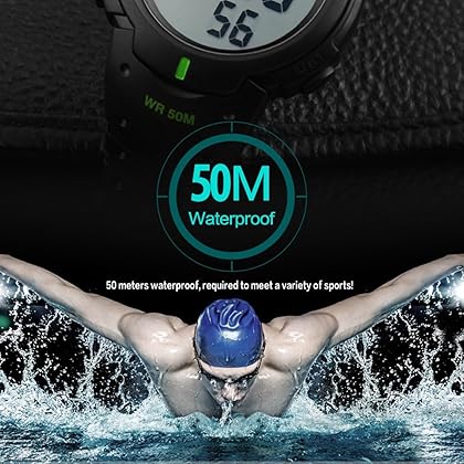 CakCity Mens Digital Sports Watch LED Screen Large Face Military Watches for Men Waterproof Casual Luminous Stopwatch Alarm Simple Army Watch