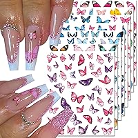 8Pcs Butterfly Nail Art Stickers Decals,3D Butterfly Nail Stickers for Nail Art,3D Self-Adhesive Nail Supplies Colorful Butterflies Wings Designer Nail Sticker for Women DIY Nails Designs Decoration