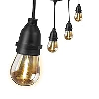 Feit Electric LED String Lights, 20ft Commercial Grade and Shatter Resistant String Lights with 10 Outdoor Sockets, Linkable, 15,000-Hour Lifetime, Wet Rated, SL20-10/FIL, 12 Bulbs Included