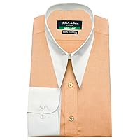 Goodfellas Orange Spear Classic Sharp Collar Old Fashioned Dagger Disco Era Sartorial Style Men's Retro 100% Cotton Shirt