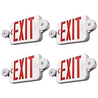4 Pack Exit Sign with Emergency Lights, Two LED Adjustable Head Emergency Exit Light with Battery, Exit Sign for Business
