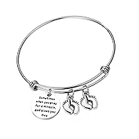 Mom Bracelets Twins Jewelry Gift Sometimes When You Pray for a Miracle, God Gives You Two Twin Mom Jewelry Footprint Charm Expandable Bracelet Mother's Day Thanksgiving Christmas Gift 1PCS