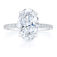 5CT Oval Cut Colorless Moissanite Engagement Ring Wedding Bridal Set Eternity Solitaire Halo Silver Gold Jewelry Anniversary Promise Purpose Gift for Her