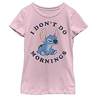 Disney Lilo Stitch Mornings Girl's Solid Crew Tee