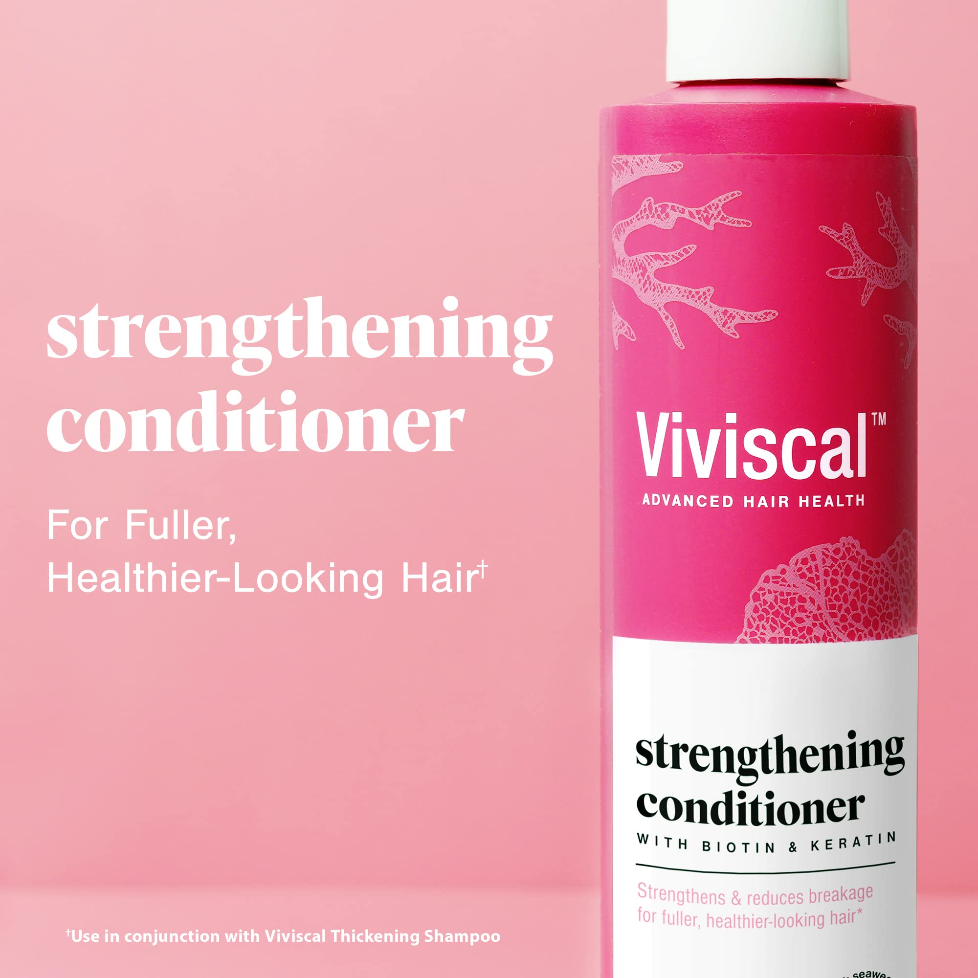 Viviscal Hair Thickening Conditioner, Moisturizing Formula Conditions & Strengthens, Biotin & Keratin, Marine Collagen & Seaweed Extract, Hydrating, Healthier Looking Hair, 250ml (8.45 Fl. Oz.)