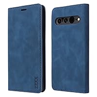 ZZXX Google Pixel 6A Case Wallet with [RFID Blocking] Card Slot Photo Fram Kickstand Magnetic Soft Leather Flip Fold Case for Google Pixel 6A Wallet Case(Blue)