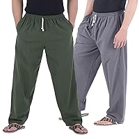 Men Lounge Pants Gray + Green-2XL
