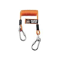 Ergodyne Squids 3130M Coiled Cable Tool Lanyard with Dual Stainless Steel Carabiners, 5 Pounds
