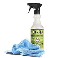 Black Swan Distributors - Mrs Meyer's All-Purpose Cleaner Spray, Lemon Verbena, 16 oz & Non-Abrasive Washable Microfiber Cleaning Cloth (15x15 in) - Household Multi-Surface Cleaning Kit