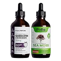 Drops Of Nature Quercetin Liquid Drops 750mg | Pella Nutrition Sea Moss Organic Liquid Drops 1000mg | Bundle