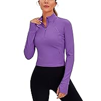 CRZ YOGA Women's Butterluxe Long Sleeve Workout Shirts Half Zip Pullover Sweatshirt Athletic Cropped Tops Running Shirt