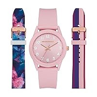 Skechers Women's Three Hand Silicone Watch & Interchangeable Band Gift Set, Color: Blush Pink (Model: SR9099)
