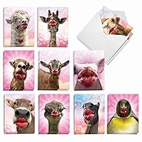 The Best Card Company - 20 Assorted Valentine's Day Cards Bulk (4 x 5.12 Inch) - Boxed Greetings (10 Designs, 2 Each) - Wild Kisses AM9280VDG-B2x10