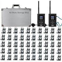 Retekess FM Tour Guide System Wireless, Assisted Listening Devices,Translation System for Church, School, Factory (2 FT11 FM Transmitter and 50 PR13 FM Receiver with Storage Box)