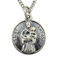 CB Silver Toned Base Saint Anthony of Padua Patron Lost Articles Medal, 3/4 Inch