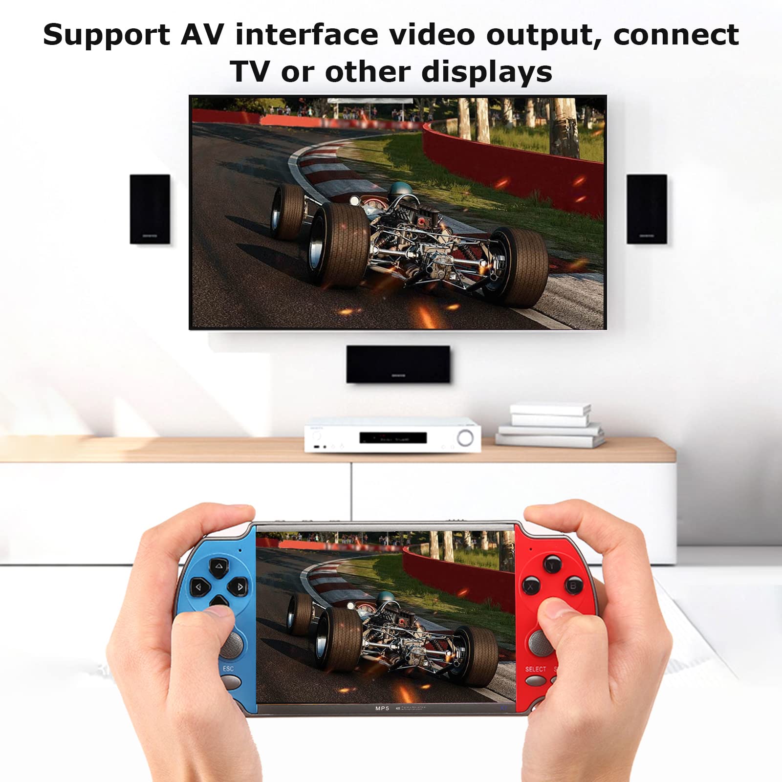 ERYUE Console, X7 4.3 Inch Video Game Console Handheld Game Players Double Rocker 8GB Memory Built in 1000 Games MP5 Game Controller TV Output