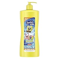 Kids 3 in1 Shampoo & Body Wash for Kids Nickelodeon Spongebob Dermatologist-Tested and Tear-free, Strawberry, Yellow, 28 Fl Oz