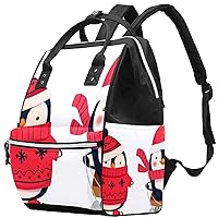 Winter Sports Penguins Diaper Bag Backpack Baby Nappy Changing Bags Multi Function Large Capacity Travel Bag