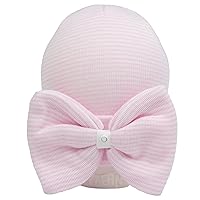 Melondipity Newborn Hospital Hat White - 2 ply Hospital Fabric - Infant Baby Hat Cap with Big Cute Bow Beanie