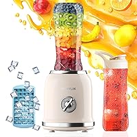 Personal Blender, Smoothie Blender, Retro Protein Drink Blender, 3 Speed Small Blender for Smoothie, Smoothie Maker with 6-Edge Blade and 2 * 20oz BPA Free Travel Cups (Retro Cream)