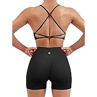 SUUKSESS Women Seamless Workout Sets Strappy Sports Bra High Waist Booty Shorts Outfits