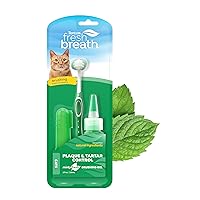 TropiClean Fresh Breath Cat Oral Care Kit | Complete Cat Toothbrush and Toothpaste Set for Plaque & Tartar Control | Bad Cat Breath Freshener Kit