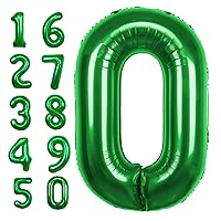 40 Inch Giant Green Number 0 Balloon, Helium Mylar Foil Number Balloons for Birthday Party, Birthday Decorations for Kids, Anniversary Party Decorations Supplies (Green Number 0)