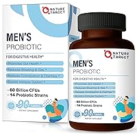 Probiotics for Men with Men Care Supplement, Prebiotics & Probiotic for Men's Digestive and Immune Health,60 Billion CFUs & 14 Strains Shelf Stable, Gluten & Soy Free (90 Tablets)