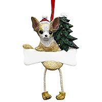 Chihuahua Tan & White Ornament with Unique 