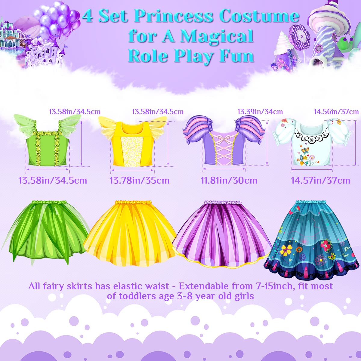 Meland Princess Dress up Trunk - Dress up Clothes for Little Girls - Princess Costume Toy Gift Girls 3-8 Pretend Play