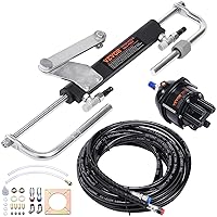 VEVOR Hydraulic Outboard Steering Kit, 90HP, Marine Boat Hydraulic Steering System, with Helm Pump Two-Way Lock Cylinder and 24 Feet Hydraulic Steering Hose, for Single Station Single-Engine Boats