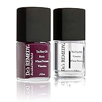 Dr.'s Remedy Enriched Nail Polish, Bonafide Boysenberry with TOTAL Two-in-One Top and Base Coat Set 0.5 Fluid Oz Each
