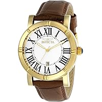 Invicta Men's Specialty Black & Silver Dial, Black, Brown Leather Watch, 24 (Model: 11194, 11206, 13971)