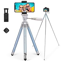 Phone Tripod Fotopro 40 Inch Lightweight Travel Tripod for iPhone Camera with Bluetooth Remote Phone Mount Portable Camera Tripod Stand for Vlogging Video Blue